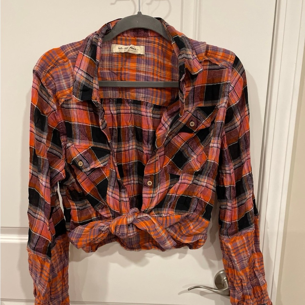Plaid Button-Up Shirt free people L